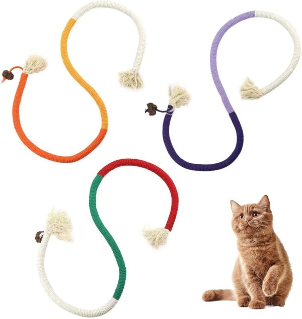 Zueyen 3PCS Catnip Toy Bite Rope, Kitten Teething Chew Toy Rope, Cat Toy Bite Rope, Catnip Chewing Rope for Cats to Clean Their Teeth and Release Stress