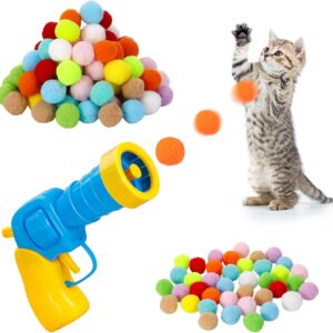 Zuimei Interactive Cat Ball Launcher, Cat Ball Toys Launcher with 100pcs Soft Plush Balls Silent Cat Ball Shooting Toy Funny Interactive Cat Toys for Indoor Cats Training Exercise Playing