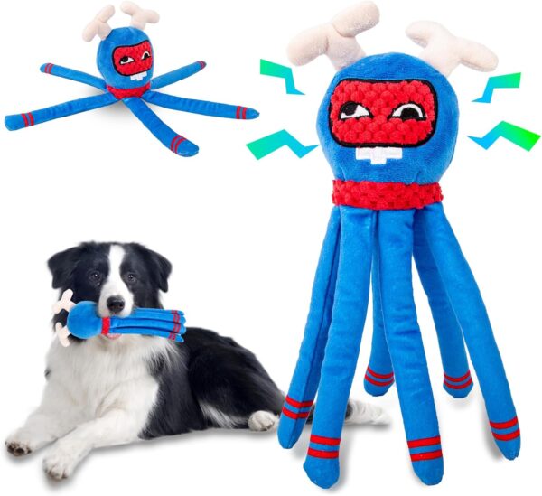 banpa Interactive Dog Toys for Boredom, Squeaky Dog Toy Soft Puppy Teething Toy, Anxiety-Relieving Octopus Small Dog Toys, Suitable for Small and Medium Dogs for Play and Training