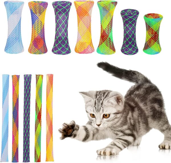 cobee Cat Tube Spring Toy, 20 Pieces Interactive Cat Spring Toy Colorful Cat Toy for Indoor Cats Funny Cat Play Toy for Cat Kitten