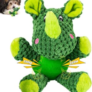 lifefav Dog Toy Low Stuffing, Small Dog Toys For Boredom, Cute Puppy Toy With Squeaker Latex Ball Body, Interactive Dog Plush Toys, Puppy Chew Toys (Rhino)