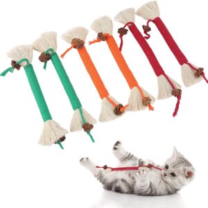 saerryor 6Pcs Cat Chew Sticks Toy, Catnip Toy Bite Rope for Indoor Cats Kitten Teething Chew Toy Rope, Natural Cat Teeth Nip Cleaning Teeth & Stress Release