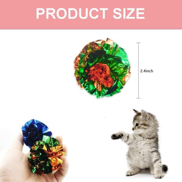 zukent 10Pcs Cat Crinkle Balls Cat Toys Cat Balls Chew and Chase Kitten Toys Lightweight and Multicolor Crinkle Paper Ball for Cats Kitten Dog Playing Indoor Active