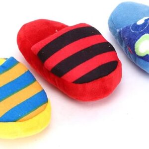 3Pcs Plush Pet Dog Squeaky Toys, 15cm/5.91inch Squeaker Plush Sound Toy Slipper Shape Teeth Cleaning Protection Interactive Training Toy Puppy Dog Chewing Biting Toy for Dogs Cat