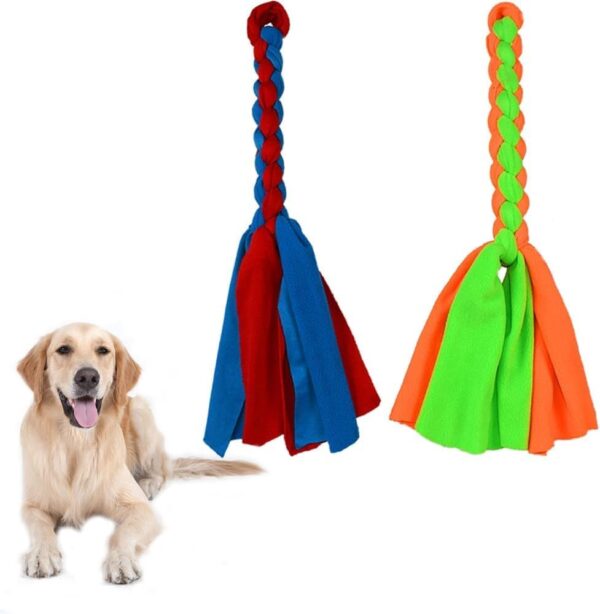 ASOCEA 2 Pack Dog Fleece Rope Toy for Dog Chase and Tug Pet Interactive Cotton Chew Toy Dog Tether Lure Toy Dog Flirt Pole Replacement Toys to Outdoor Exercise Training for Small Medium Dog