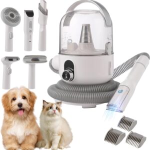 AsyPets Pet Grooming Vacuum,Pet Grooming Kit & Vacuum Suction 99% Pet Hair,Dog Vacuum for Shedding Grooming,Pet Grooming Vacuum for Dogs&Cats,5 In-1 Pet Grooming Kit,Dog Hair Remover