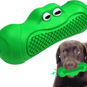 Autoau Squeaky Dog Toys Indestructible Dog Toys for Aggressive Chewers, Natural Rubber Dog Toys for Boredom Medium & Large Puppy Chew Toy Teething Toys (Green)