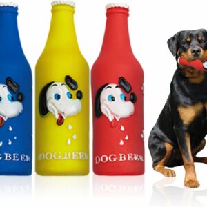 Beer Squeaky Dog Toy Soft Flexible Throwing Dog Interactive Beer Bottle Toy Perfect For Small Medium Large Dog Puppies Indoor & Outdoor Playing Training Chewing Dogs Cat Accessory Assorted Color (1pc)