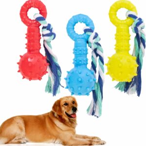 Chew Toys for Dogs Heavy Duty Spiky Ball Rope Tug Toy Dog Chewing Toy Natural Rubber Puppy Teeth Cleaning Indestructible Toy For Dog Breeds Puppies Pet Essentials Home Accessories Assorted Color (1Pc)