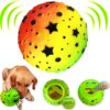 Dikeiuta Dog Balls Treat Dispenser Squeaky Balls for Dogs Giggle Ball for Dogs Durable Dog Ball for Boredom Training Teeth Cleaning