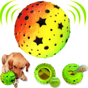 Dikeiuta Dog Balls Treat Dispenser Squeaky Balls for Dogs Giggle Ball for Dogs Durable Dog Ball for Boredom Training Teeth Cleaning