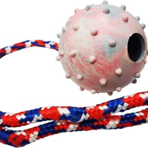 Guisu Dog Chew Chase and Fetch Toy Interactive Natural Durable Rubber Cotton Rope Indestructible Treat Dispenser Aggressive Puppy Doggy Chew Toys for Small Medium Dogs Training Playing (Ball)