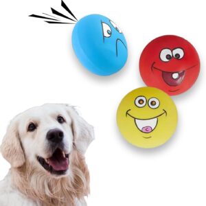 JEHANOIRY 3PCS Squeaky Dog Ball Toys, Interactive Latex Rubber Dog Squeaky Toy, Fetch Play Balls Pet Training Ball Dog High Bounce Ball for Small and Medium Dog