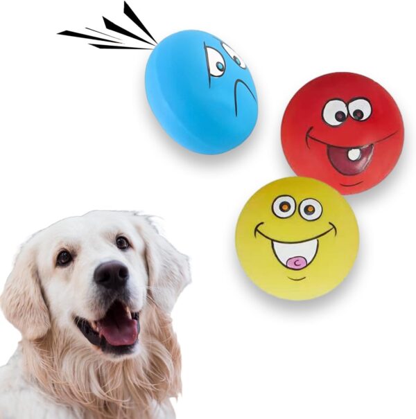 JEHANOIRY 3PCS Squeaky Dog Ball Toys, Interactive Latex Rubber Dog Squeaky Toy, Fetch Play Balls Pet Training Ball Dog High Bounce Ball for Small and Medium Dog