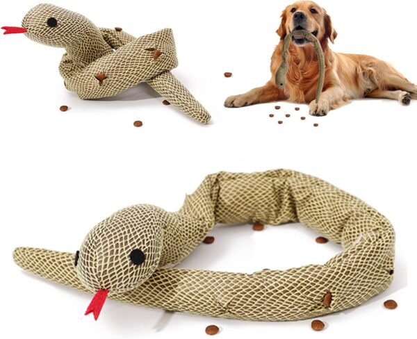 PLUSHCEWT Dog Snuffle Toy Dog Puzzle Toys for Boredom Dog Foraging Toy Snake Shaped Snuffle Toy Squeaky Dog Toys Snuffle Toy for Foraging Instinct Training Slow Feeding