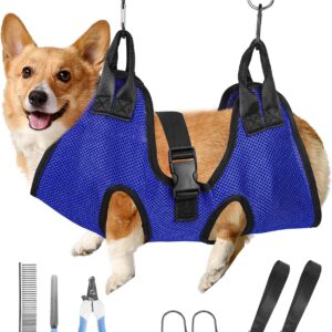 PatiencET Pet Dog Grooming Hammock Harness for Cats & Dogs, Dog Sling for Grooming, Dog Hammock Restraint Bag with Nail Clippers/Trimmer, Nail File, Pet Comb,Ear/Eye Care