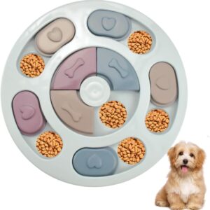 Pinsheng Dog Puzzle Game Toy，Slow Feeder, Puppy Treat Dispenser, Training Games Feeder Increase IQ, No Spill Interactive Toy, Fun Personalized Designs Brain Games Bowl Toy for Dog or Pet(Blue)