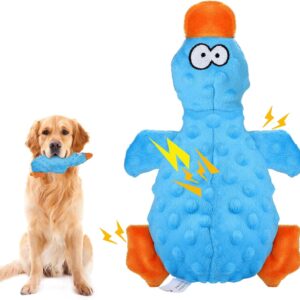 RAYITO Duck Dog Toys, Blue Squeaky Dog Toys Interactive Dog Toy Durable Dog Chew Toys Dog Soft Toy with Crinkle Paper for Small Medium Large Dogs Playing and Training