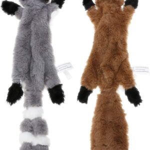 Stuffingless Dog Toy, Squirrel Raccoon Squeaky Plush Dog Toy, Stuffingless Dog Chew Toy for Small Medium Dogs - 2 Pack, 45cm