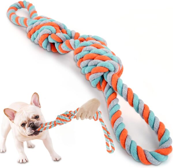 VIEWLON Dog Rope Tug Toys - Tough Dog Chew Toy for Tug of War, 2-Knots Rope Puppy Teething Toys for Boredom, 20inch Interactive Toys for Small/Medium Dog Teeth Cleaning.