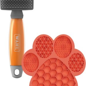 Wahl Small Nylon Slicker Brush, Distract n Groom Lick Mat, Brush for Dogs and Cats, Lick Mats for Pet Anxiety, Pets Grooming Tools, Cat & Dog Licky Mats, Brushes Long Short Haired Animals, Slow Feeder