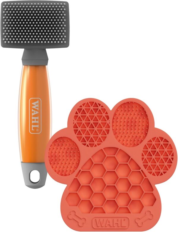 Wahl Small Nylon Slicker Brush, Distract n Groom Lick Mat, Brush for Dogs and Cats, Lick Mats for Pet Anxiety, Pets Grooming Tools, Cat & Dog Licky Mats, Brushes Long Short Haired Animals, Slow Feeder