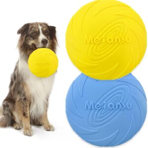 XPOOP 2 Pack Dog Flying Disc Frisbee Dog Frisbee Frisbee Dog Toy Rubber Dog Frisby Frisbee Dog Frisbee Indestructible, for Pet Training Toys/Outdoor Exercise Toys for Dogs(Blue and Yellow)