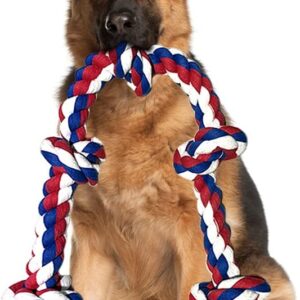 YAUNGEL Dog Toys, 95cm XXL Dog Rope Toys for Aggressive Chewers, Interactive Heavy Duty Dog Toys for Medium Large Dogs, Tough Twisted Rope Toy with 5 Knots