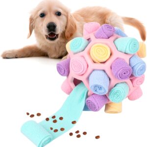 Yasdyri Snuffle Ball for Dogs Foraging Snuffle Ball Toy Soft Dog Treat Ball Dispenser Interactive Snuffle Ball for Small to Medium Pet Puppy Intellectual Training Eating (pink)