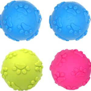 shioyoong 4 Pcs Dog Toy Ball Dog Squeaky Ball Dog Chew Toys Balls for Small Medium Dog Training and Cleaning Teeth