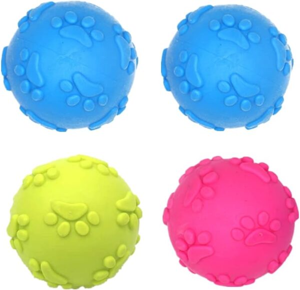 shioyoong 4 Pcs Dog Toy Ball Dog Squeaky Ball Dog Chew Toys Balls for Small Medium Dog Training and Cleaning Teeth