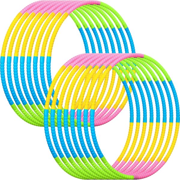 16 Pcs Toy Hoop Detachable Plastic Hoops Exercise Equipment Toy Adjustable Rings for Sports Playing Party Game Dance Pet Training (Macaron Color)