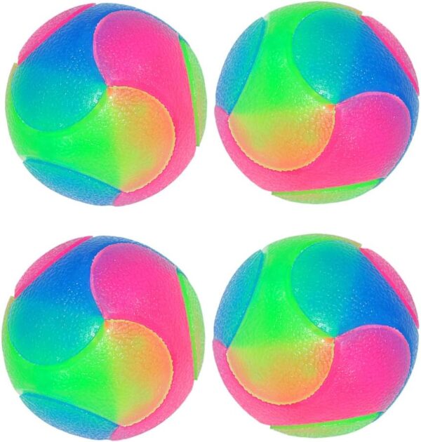 FineInno 4 pcs Light Up Dog Balls Flashing Elastic Ball Glow in The Dark Interactive Pet Toys for Puppy, Cats, Dog (4 pcs smooth balls)