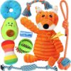 Squeaky Plush Dog Toys, 9Pcs Dog Interactive Toy Set, Teething Braided Rope and Dog Balls, Cute Fox Chew Dog Toy, Soft Puppy Toy for Small Medium Dogs, Multi-Toy Gifts for your lovely Dog