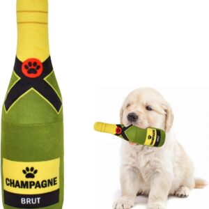 Zimoer Plush Dog Toy Squeaky Stuffed Dog Toys, Plush Champagne Bottle 22 cm, Dog Interactive Toy Squeaky Pet Toys for Dogs, Puppies, Small, Medium, Large Dogs, Pets