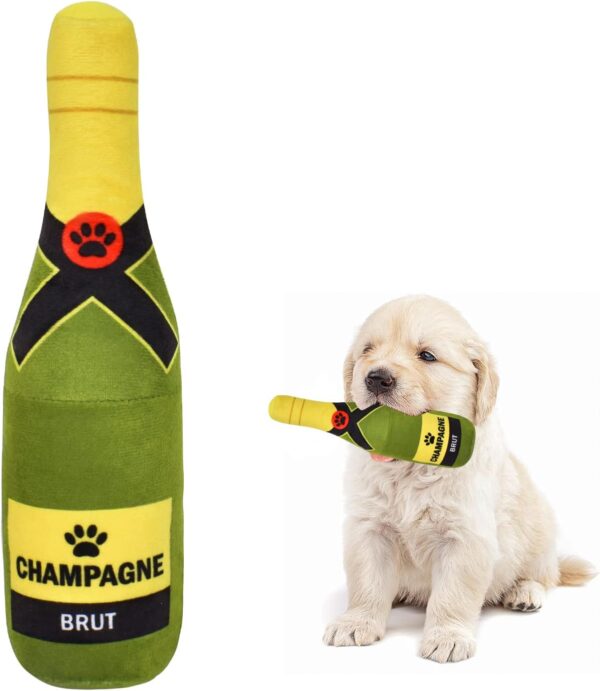 Zimoer Plush Dog Toy Squeaky Stuffed Dog Toys, Plush Champagne Bottle 22 cm, Dog Interactive Toy Squeaky Pet Toys for Dogs, Puppies, Small, Medium, Large Dogs, Pets