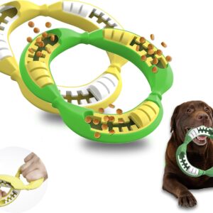 PetBuds Dog Toys Dog Frisbee Flying Disc Banana - Interactive Dog Toys for Boredom - Banana Shape Indestructible Dog Chew Toys - 2 in 1 Dog Treat Toy and Dog Chew Toys (Yellow+Green 2Pack)