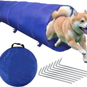 KUVIAS Dog Tunnel Agility Training Equipment - Dog Obstacle Course Play Tunnel for Garden - Cat Dog Outdoor Play Equipment with 8 Metal Pins & Carrying Bag - Collapsible Animal Pet Exercise (3 Metres)