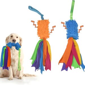 TEKCAM 2 Pack Dog Bungee Tug Toy with Squeaky Dog Toy Chaser Games Pull Tugger Toy Outdoor Chasing Chew Toy Dog Rope Toy Interactive Puppy Agility Training for Small Medium Large Dogs