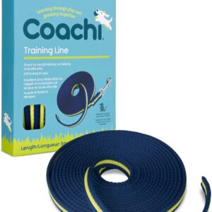 Coachi Training Line 5m, Safe Training Outdoors, Recall Training, Dog & Puppy Socialisation, Lightweight, Soft to hold, Suitable for Small & Medium Dogs & Puppies,Navy and Lime