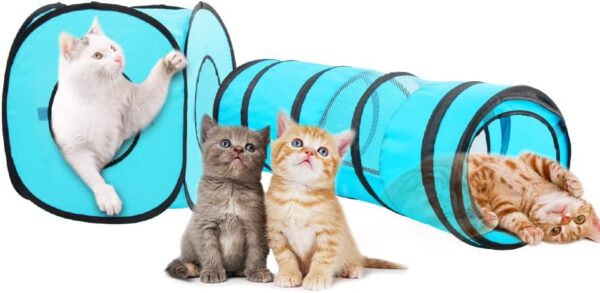 Pawise Cat Toys Cat Tunnel and Cat Cube Pop Up Collapsible Kitten Indoor Outdoor Toys (PopupplayTunnel)