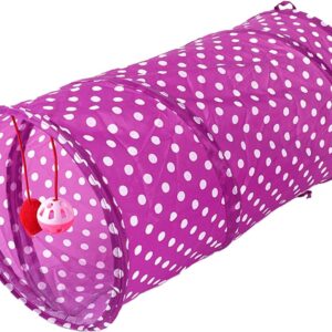 LdawyDE Cat Tunnel, Kitten Tunnel Cat Play Tunnel With Toy Bell Ball Expandable Foldable Pet Cat Tent Tunnel Straight Channel Tube Toy for Cats Dogs Small Pets, Ripstop Durable