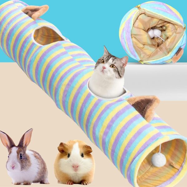 MZSX Cat Tunnel Toy, Collapsible Cat Playhouse Pet Play Tunnel Tube, Suede Crinkle Cat Tube Tunnel Toy, It comes with a rattling paper, Suitability Puppy, Rabbits, Indoor and Outdoor Use (120cm)