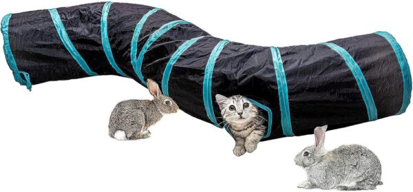 Baguuaray Cat Tunnel Collapsible 2 Way / 3 Way Pet Play Tunnel Tube Toys for Indoor Outdoor Pet Interactive Toy Tunnel Tube for Puppy, Kitten, Rabbits, Guinea Pig (2 Way)