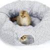 BORPEIN Cat Play Tunnel, Cat Bed for Indoor Use, Crinkle Collapsble Soft Cat Tunnel Tube Toy Pet Play Bed Indoor (Grey)