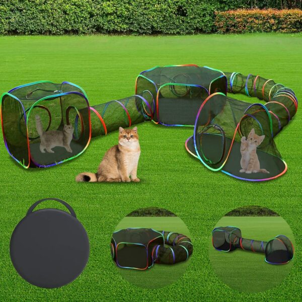 Outdoor Cat Enclosures,6 in 1Portable Catio Outdoor Cat Tent,Cage Free Outside Cat Playpen Pet Enclosure,Enclosed Cat Run,Cat Tunnel Outdoor Cat Tunnels for Indoor Cats & Small Animals