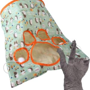 Cat Toy Tunnel Bag | Interactive Pet Cat Tubes,Adorable Paw Design Creative Sturdy Cat Play Tunnel Bag With Plush Ball For Indoor Cat Puppy Rabbit