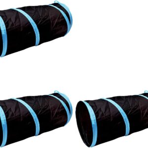 iCAGY Cat Tunnel for Indoor Cats Interactive, Rabbit Tunnel Toys, Pet Toys Play Tunnels for Cats Kittens Rabbits Puppies Ferrets Crinkle Collapsible Pop Up Black 20" 3Pcs