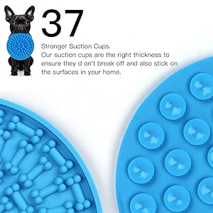 37 Suction Cups On The Back and the diameter of this dog lick mat is 15cm.