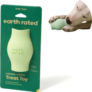 Earth Rated Treat Dispensing Dog Toy, Enrichment Toy for Adult and Puppy Dogs, Slow Feeder, Dishwasher and Freezer-Safe, Natural Rubber, Small, Green